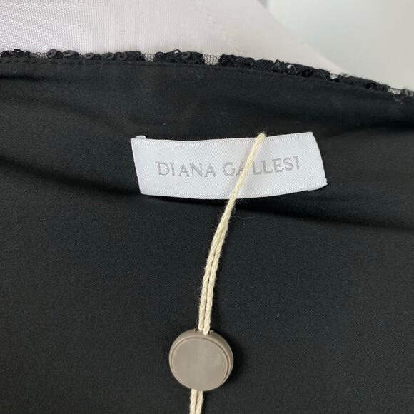 Diana Gallesi Black Sequin V Neck Cap Sleeve Blouse Top Size 8 Made in Italy - Picture 6 of 7